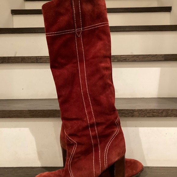 Burgundy suede Marc Jacobs tall boots - Picture 8 of 14